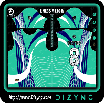 Jersey Turqueza Efecto Lineas Mezcla