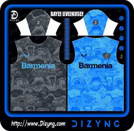 Plantilla para sublimación de la tercera camiseta del Bayer Leverkusen 2024-25.